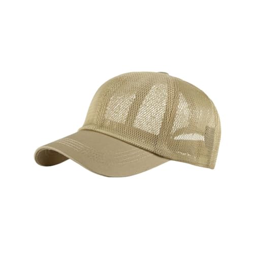 FASHIXD Mesh Baseball Cap for Men Women Summer Breathable Trucker Hats Adjustable Outdoor Sports Running Hats - color: Khaki