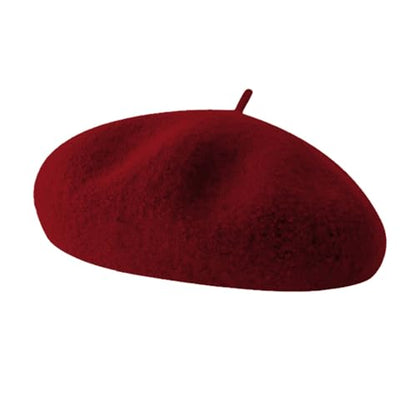 French Beret Hats for Women - Soft Warm Wool Solid Color Beanie Winter Cap - color: Beige