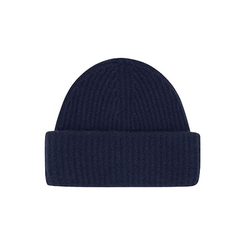 Style Republic Women’s Chunky Knit Beanie, 100% Pure Cashmere Cap, Soft & Stretchy, Warm Hat for Autumn, Winter, Spring - color: Navy