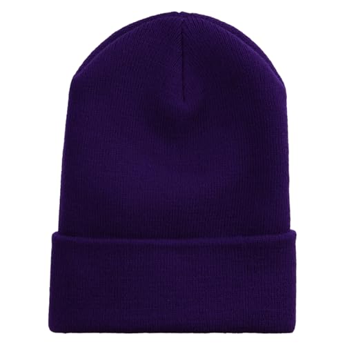 e4Hats.com 12 inch Cuffed Knit Long Beanie - color: Purple