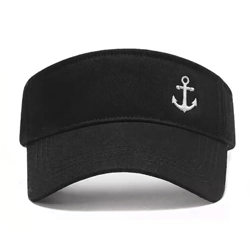 Embroidered Adjustable Sun Visor for Women Men Outdoor Golf Tennis - color: Anchor/Black