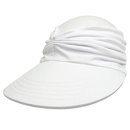 Muryobao Womens Sun Visor Hat Wide Brim Summer UPF 50+ UV Protection Beach Sport Cap - color: White