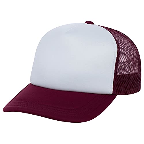 Lids Blank Basic Foam Trucker Adjustable Snapback Hat - color: White/Maroon