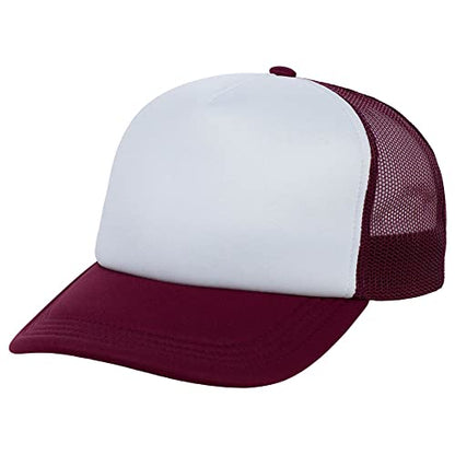 Lids Blank Basic Foam Trucker Adjustable Snapback Hat - color: White/Maroon
