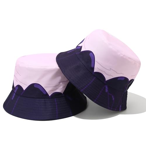 Unisex Print Double-Side-Wear Reversible Bucket Hat - color: Purple Mountains