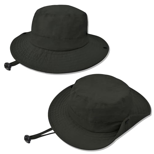 ZOORON Kids Sun Hat UPF 50+ Quick Dry Bucket Safari Hat for Girls and Boys - color: Black