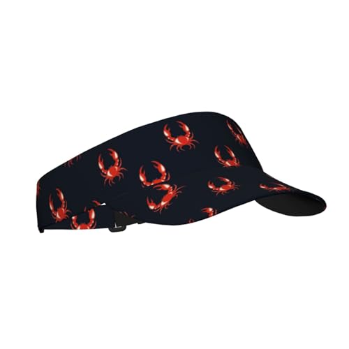 Sports Sun Visor Hats Adjustable Men Women Lightweight Packable Cooling Empty Top Visor Hat for Running, Tennis, Golf - color: Crab