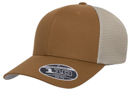 Flexfit 110M Trucker Mid-Profile Mesh Back Snapback Cap - color: Caramel/Khaki