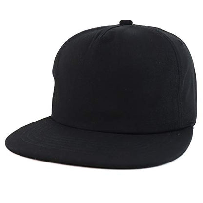 Trendy Apparel Shop Plain Unstructured 5 Panel Flat Bill Snapback Baseball Cap - color: Black