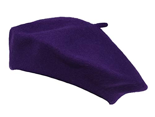 French Style Lightweight Casual Classic Beanie Solid Color Wool Beret - color: Purple