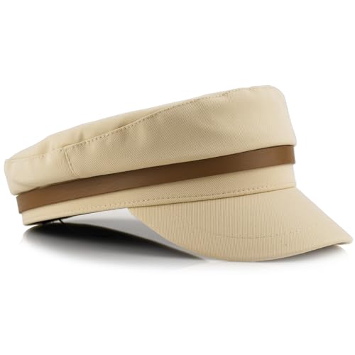 Womens Newsboy Cap French Fashion Hats Summer Cabbie Baker Boy Hat for Fall Beret Cap - color: T1-flat-beige