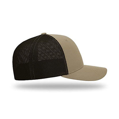 Richardson 110 Trucker R-Flex Baseball Cap| Fitted Mesh Back Hat - color: Khaki/Coffee, size: Small-Medium