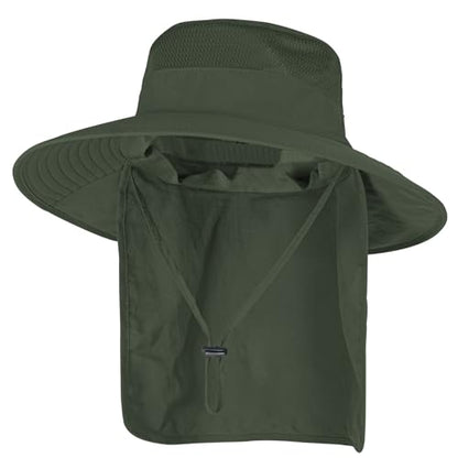 ZOORON Sun Hats for Men Women with Neck Flap Fishing UPF 50+ UV Protection - color: Army Green