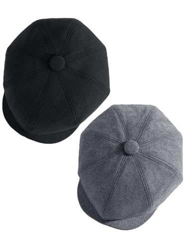 Senker Fashion 2 Pieces Newsboy Cap for Men - color: Black Light Grey