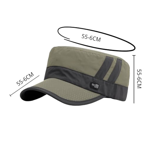 FASHIXD Mesh Military Hat for Men Summer Army Cap Quick Qry Short Bill Hat Cadet Caps - color: Dark Green