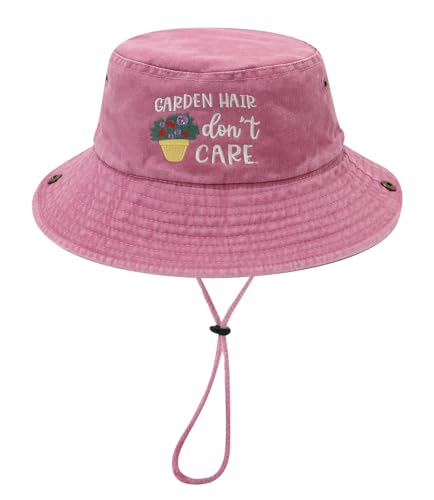 Sun Bucket Hat for Men Women Fishing Beach Safari Trendy Cotton Cowboy Cap for Golf Hiking Hunting Outdoor Boonie - color: Garden Pink