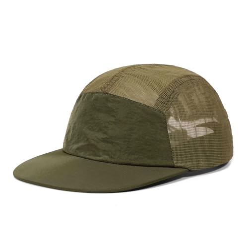 CLAPE Quick Dry Mesh 5 Panel Running Hat for Men, Lightweight Breathable Moisture-Wicking Baseball Cap for Hiking - color: Bs265p14-armygreen