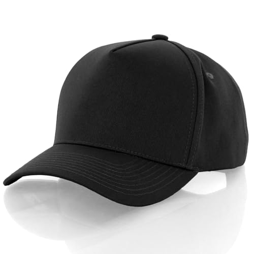 Daxton Men Original Trucker Hat Cotton Twill with Adjustable Snapback 5 Panel A-Frame Cap - color: 2 Pack - All Black, Burgundy Black