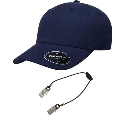 Flexfit 6100NU Tri-Layer Seamless Baseball Cap Bundle w/Cap Catcher - color: Navy, size: Large-X-Large