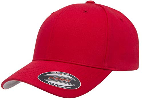 Flexfit Unisex Cotton Twill Fitted Baseball Cap, Red, Small-Medium
