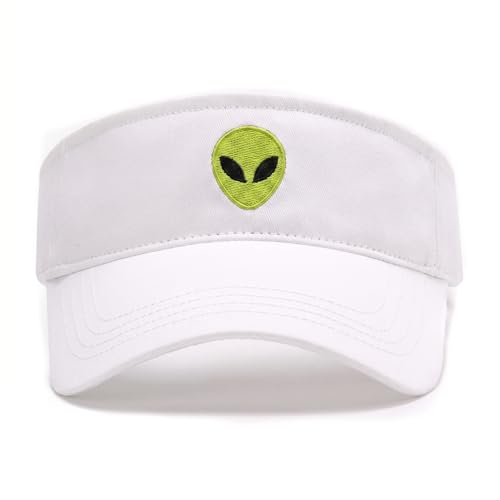 Embroidered Adjustable Sun Visor for Women Men Outdoor Golf Tennis - color: Alien/White