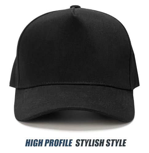 MEINICY Vintage Trendy Trucker Hat, 5-Panel Plain Snapback Hat - color: Black