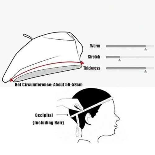 French Style Acrylic Beret - Solid Color Wool-Look Classic Winter Beanie Hat - color: Black