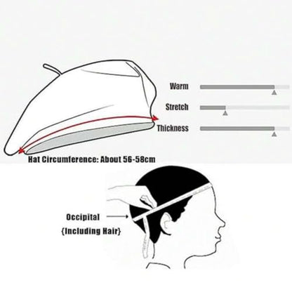 French Style Acrylic Beret - Solid Color Wool-Look Classic Winter Beanie Hat - color: Black
