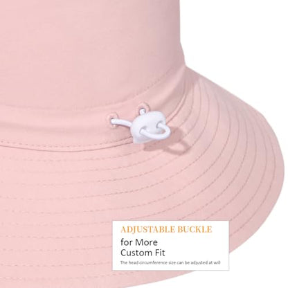 Women Wide Brimmed Sun Hat,Summer Foldable Beach Bucket Hat with UV Protection for Women Young Girls - color: Pink