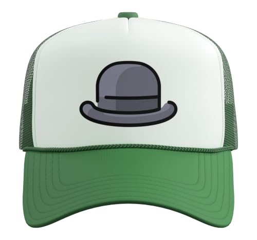 Really Like Bowler Hats Derby Bob Hat Trucker Hat with Adjustable Mesh Back - color: Kelly Green/White