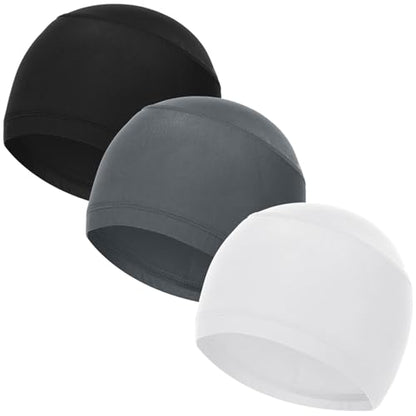 Cooling Skull Caps Helmet Liner Hard Hat Sweat Liner Motorcycle Cycling Cap - color: 3pcs (Black+dark Gray+white)