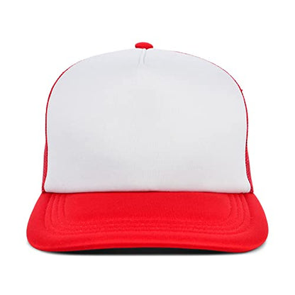 Lids Blank Basic Foam Trucker Adjustable Snapback Hat - color: White/Red
