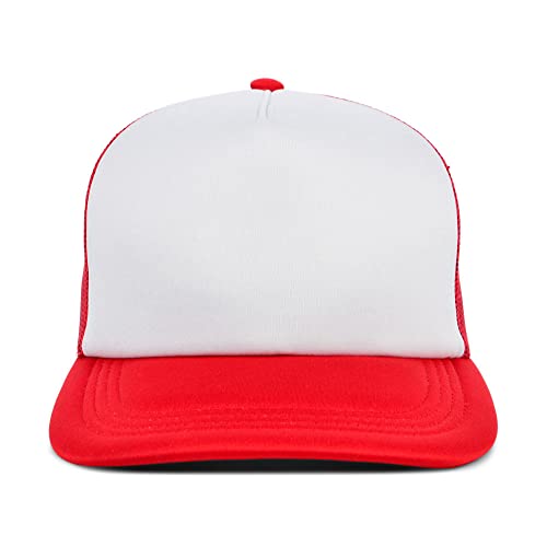 Lids Blank Basic Foam Trucker Adjustable Snapback Hat - color: White/Red