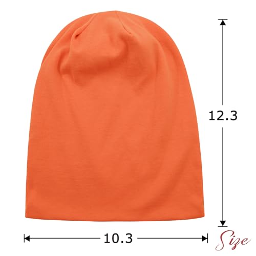 Zando Slouchy Dwarf Beanie Hats for Women Men - Breathable Cozy Cotton Sleep Cap Thin Chemo Headwear for Hip-Pop Halloween - color: 1 Orange