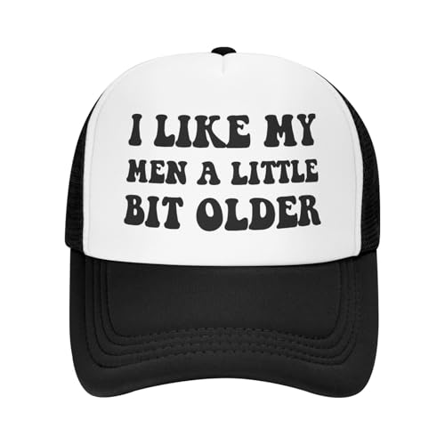 Funny Trucker Hat Funny Gag Gifts Snapback Hat for Adult Humor Fishing Cap Adjustable Mesh Sport Baseball Caps for Women Men - color: I Like My Men a Little Bit Older