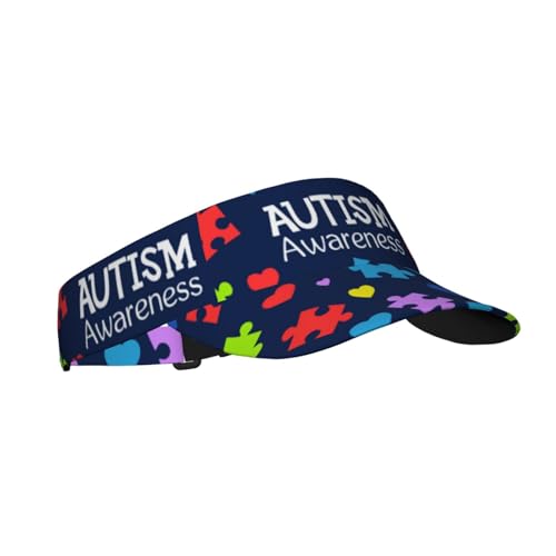 Visor Cap Funny Sun Hat for Women Men Teens for for Sports, Beach, Tennis, Golf, Running & Hiking - color: Autism Awareness 02