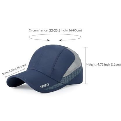 HH HOFNEN Quick Dry Cap Lightweight Running Sports Golf Hat for Men Women - color: #3 Navy