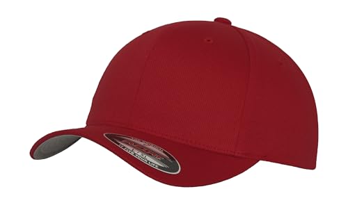 Structured Wool Baseball Cap with Stiff Peak by Nordic Training Gear - color: Red, size: Small-Medium