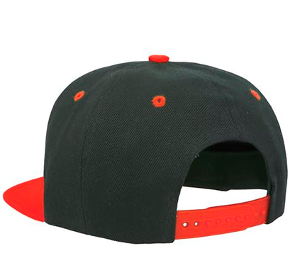 Gelante Plain Blank Flat Brim Adjustable Snapback Baseball Caps LOT 6 Pack - color: Black/Red