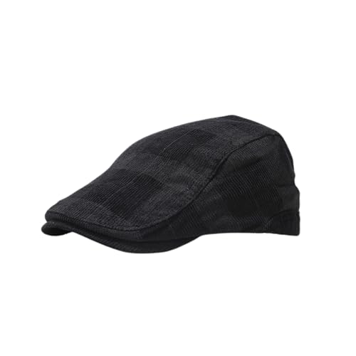 yolrdiw Classic Plaid Gatsby Ivy Flat Cap Cabbie Driving Newsboy Hat for Men Women Boy - color: Black