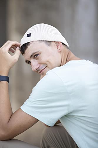 Fisherman Beanie Hats for Men Women,Knit Trawler Skull Cap,Watch Cap,Spring Fall Winter Warm Short Hats - color: (Cotton)-beige-m