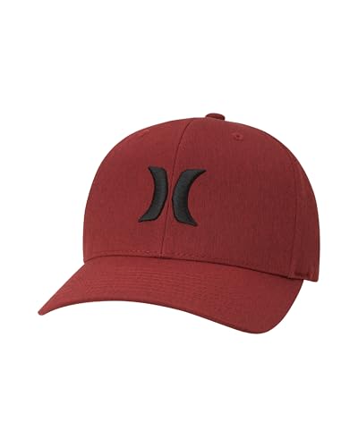 Hurley Mens Baseball Cap Curved Brim Moisture Wicking Flexfit Fitted Hats - color: Red, size: Small-Medium