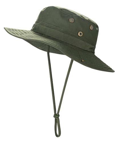 Rosoz Sun Hats for Men Women Bucket Hat UPF Protection Wide Brim Boonie Hat - color: 1pack-green