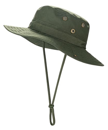 Rosoz Sun Hats for Men Women Bucket Hat UPF Protection Wide Brim Boonie Hat - color: 1pack-green