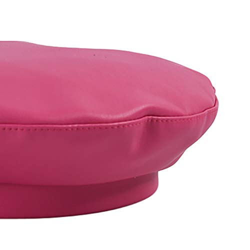 MINGSEECESS Women PU Leather French Black Beret Hat Causal Beanie Hat - color: Pink