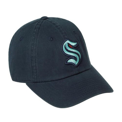 AMERICAN NEEDLE Unisex Officially Licensed NHL National Hockey League Adjustable Buckle Strap Baseball Hat - color: Seattle Kraken (Navy)