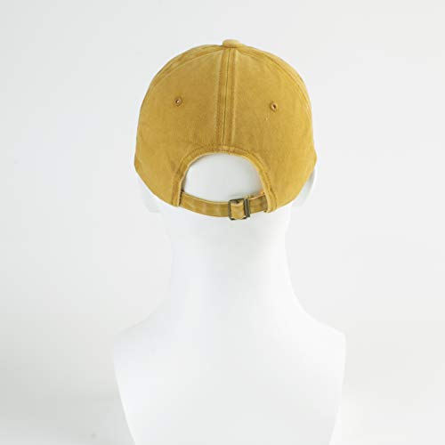 LANGZHEN Unisex Baseball Cap 100% Cotton Fits Men Women Washed Denim Adjustable Dad Hat - color: Washed-yellow