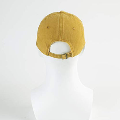 LANGZHEN Unisex Baseball Cap 100% Cotton Fits Men Women Washed Denim Adjustable Dad Hat - color: Washed-yellow