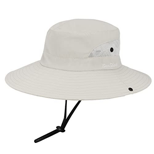 Women's Outdoor-UV-Protection-Foldable-Sun-Hats-Wide-Brim Hat Ponytail-Hole - color: Beige