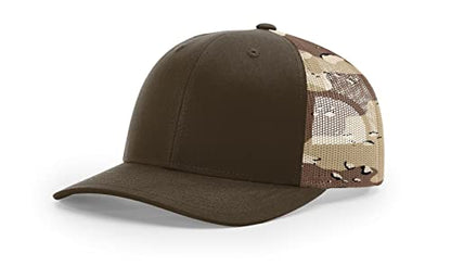 Richardson 112 Classic Six-Panel Adjustable Snapback Trucker Cap - color: Brown/Desert Camo